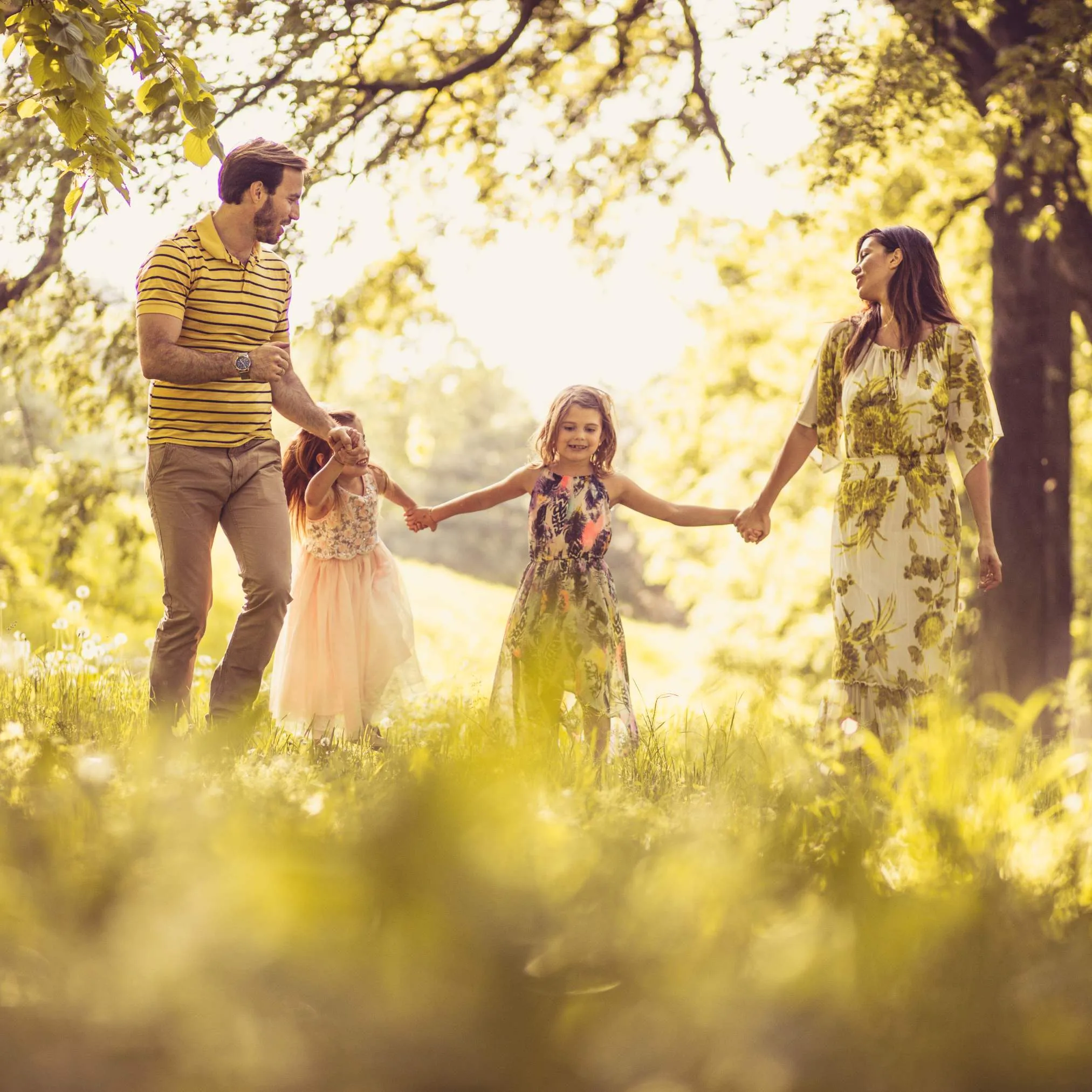Healthy family outdoors